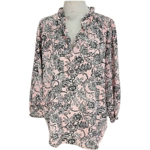 C&E V Neck High Collar Blouse - Picture 1 of 12